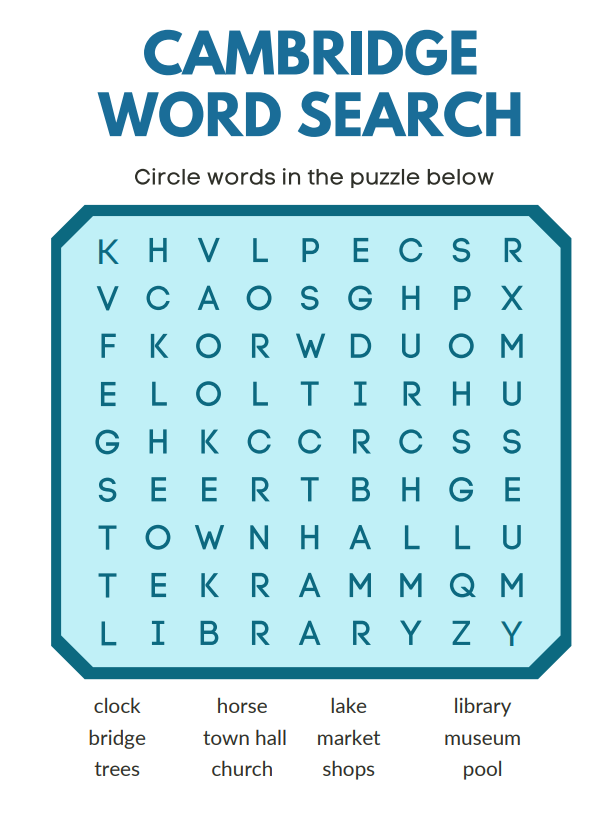 word search using local landmarks in Cambridge, NZ