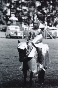 Peter Hately, winner of the mounted fancy dress event at Te Miro Sports, March 1968 