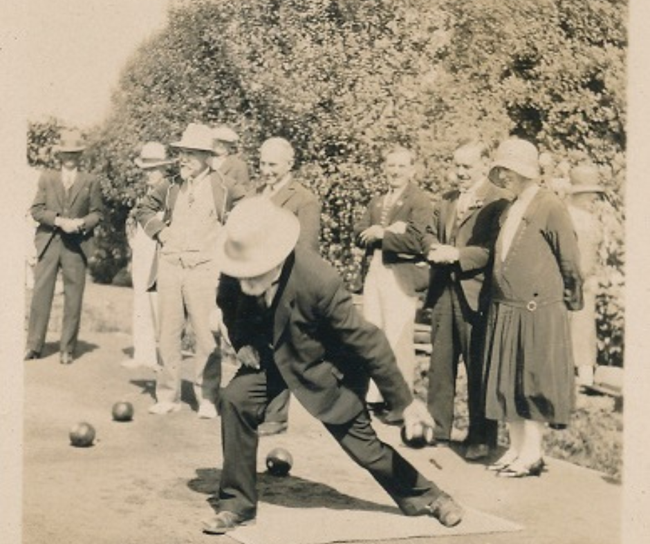 G E Clark bowling in Cambridge in the 1920s