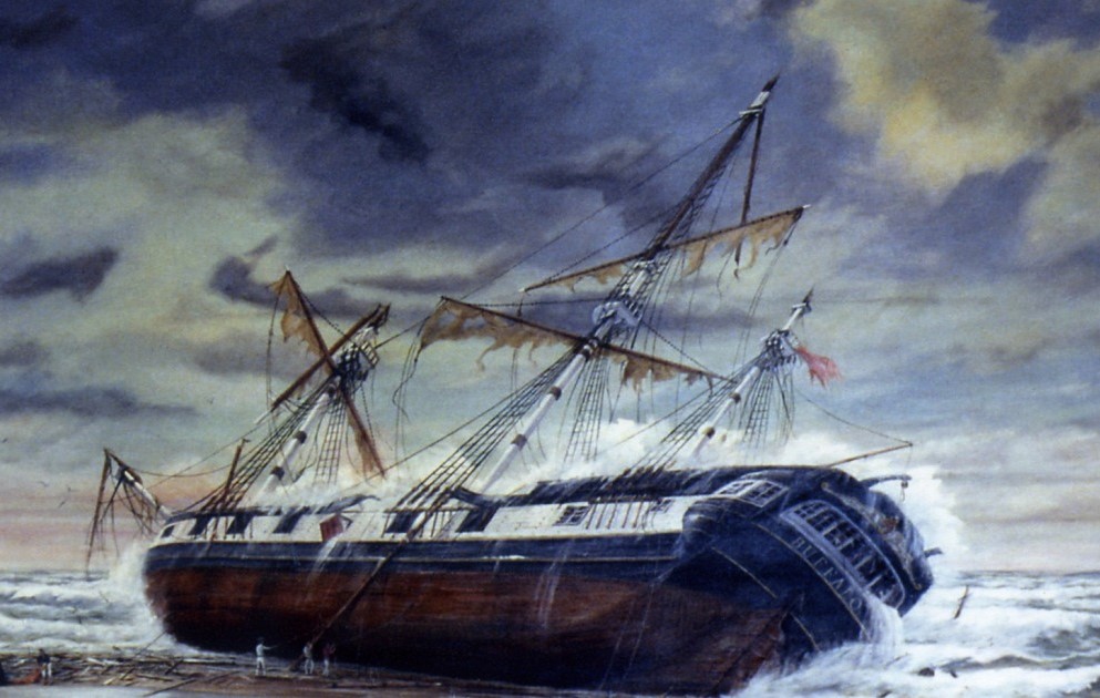 A painting of the wreck of the HMS Buffalo by G Jackson. Photo: Wikimedia Commons