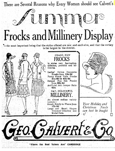 Advert for Calvert and Co, Waikato Independent, Dec 1926