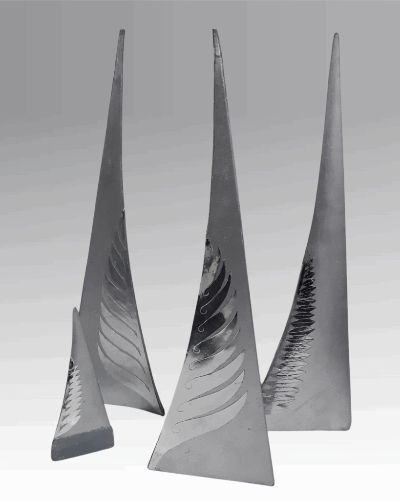 Wooden models/protypes of the Cambridge Le Quesnoy sculpture by Frad Graham